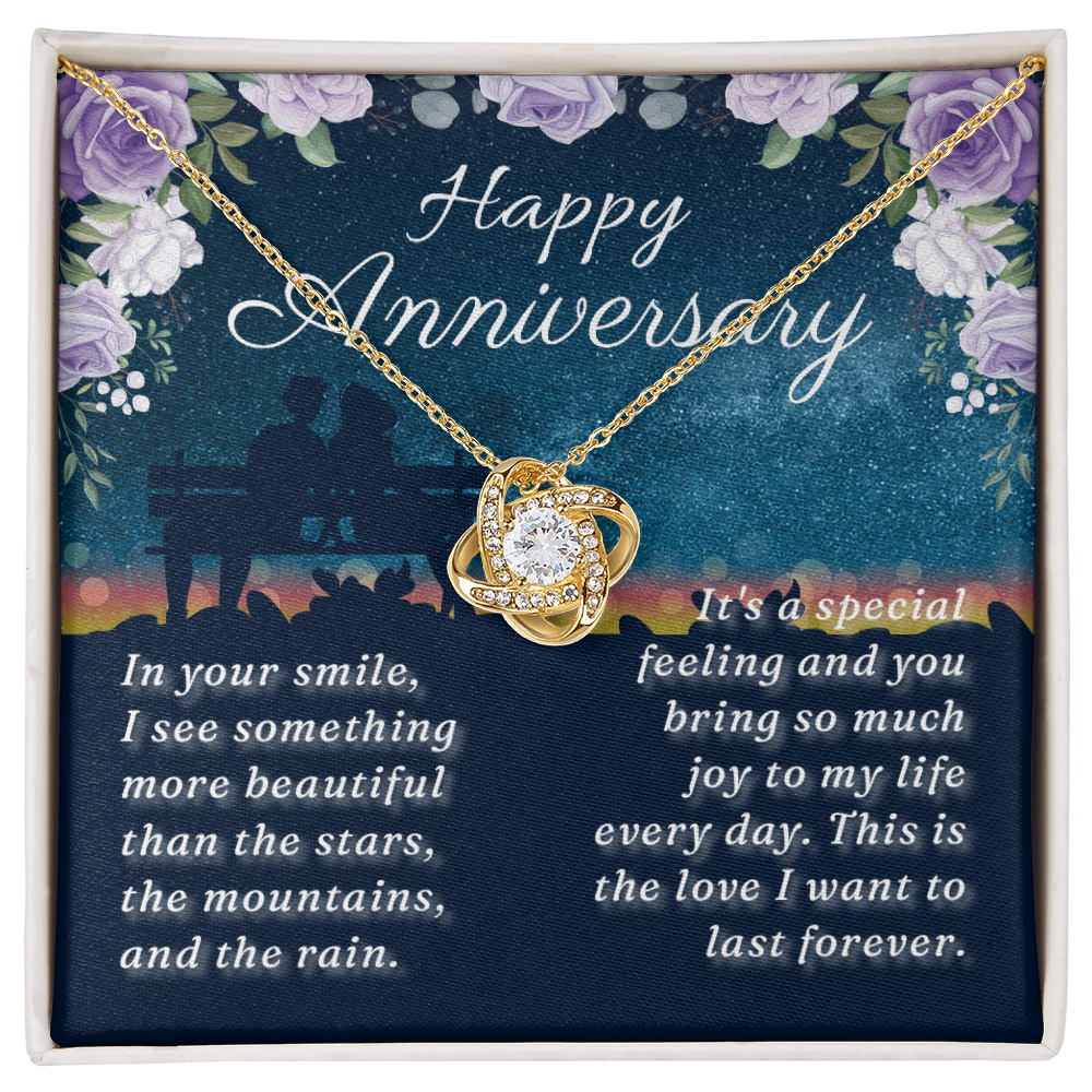 Happy Anniversary - Love Knot Necklace (Sitting on the Bench)