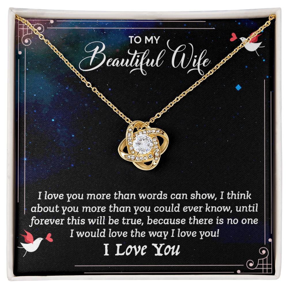 To My Beautiful Wife - I Love You (Love Knot Necklace Set)