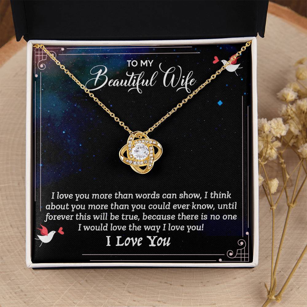 To My Beautiful Wife - I Love You (Love Knot Necklace Set)
