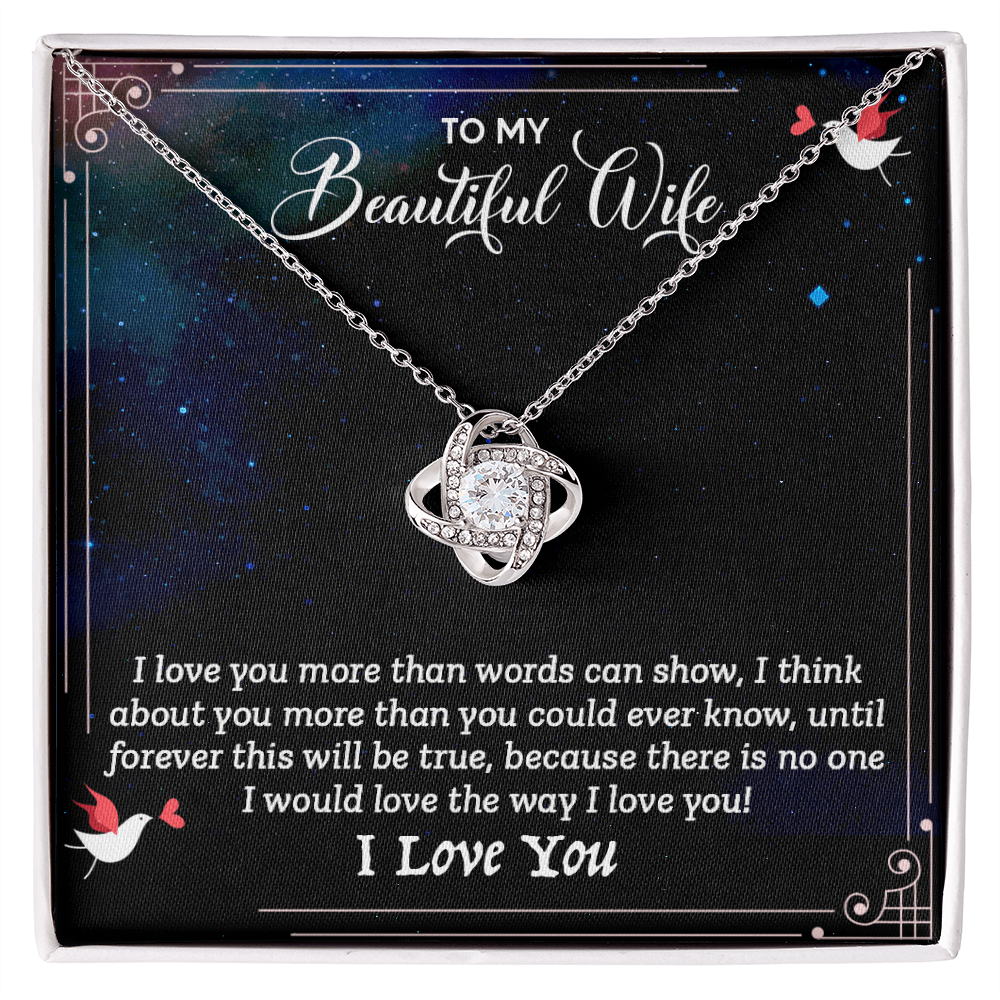To My Beautiful Wife - I Love You (Love Knot Necklace Set)