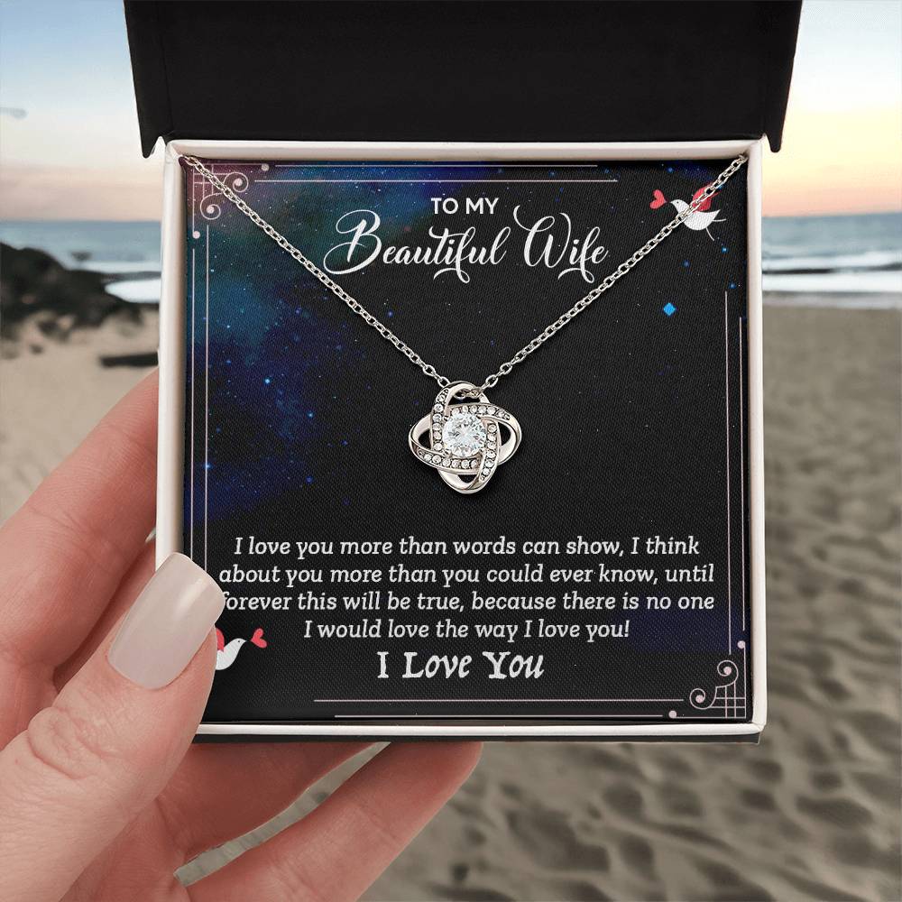 To My Beautiful Wife - I Love You (Love Knot Necklace Set)