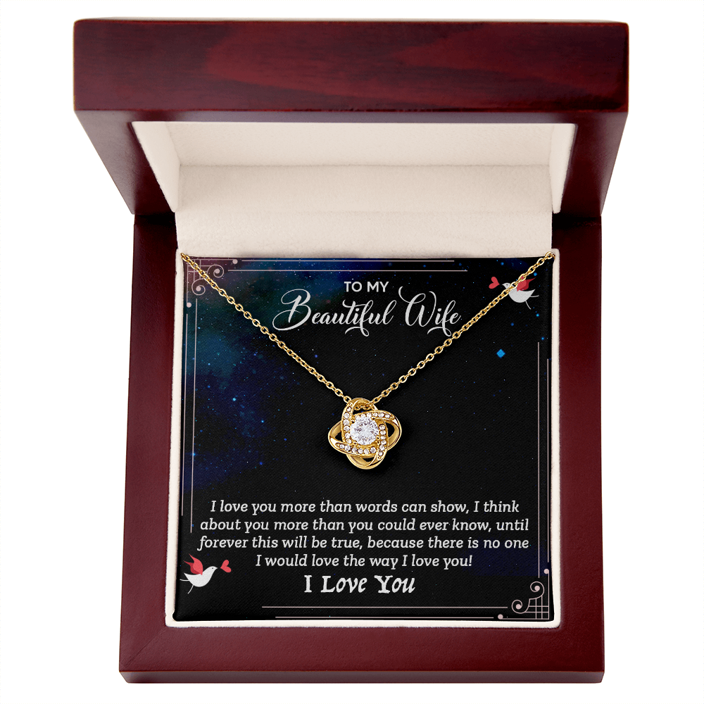 To My Beautiful Wife - I Love You (Love Knot Necklace Set)