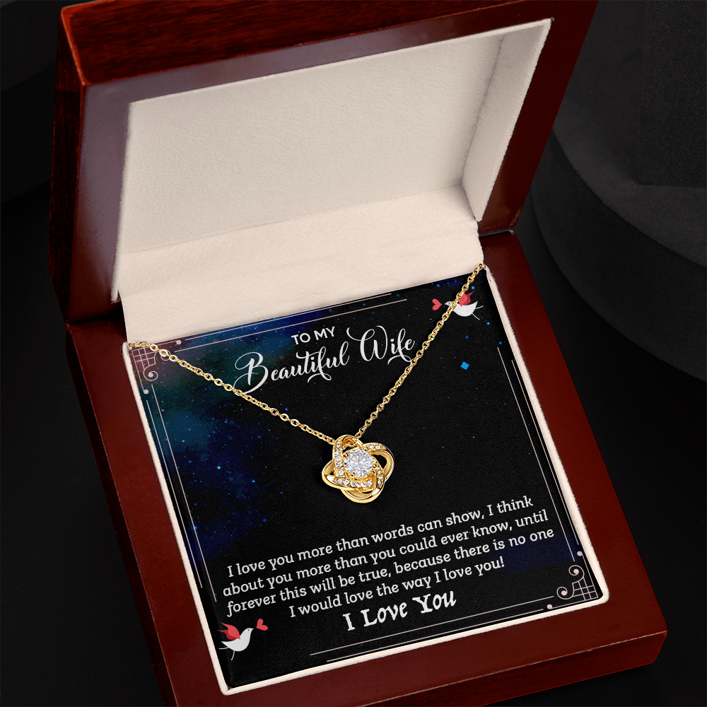 To My Beautiful Wife - I Love You (Love Knot Necklace Set)