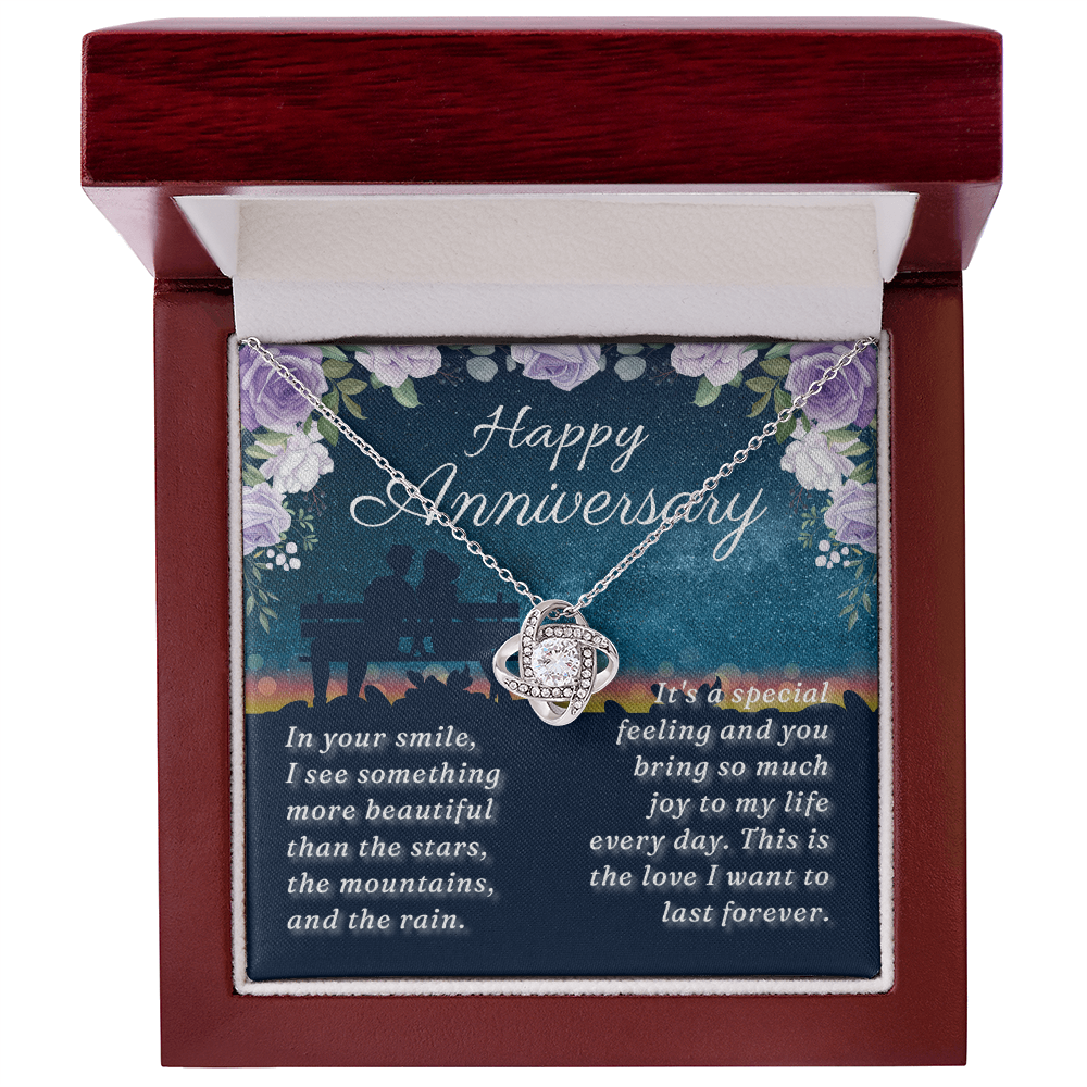 Happy Anniversary - Love Knot Necklace (Sitting on the Bench)