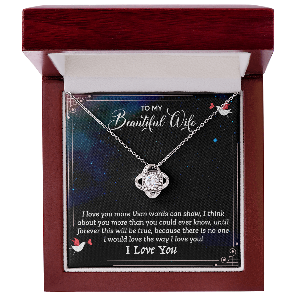 To My Beautiful Wife - I Love You (Love Knot Necklace Set)