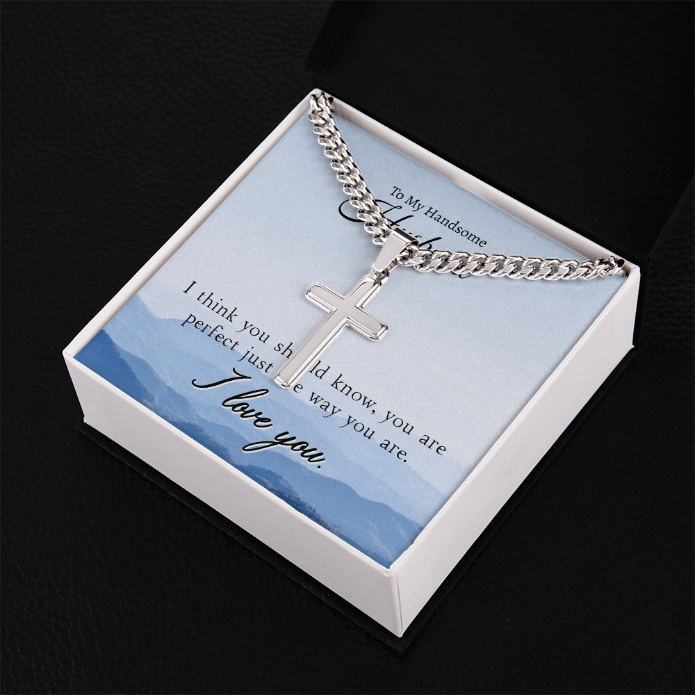 To My Handsome Husband - I Love You (Cross Necklace Set)