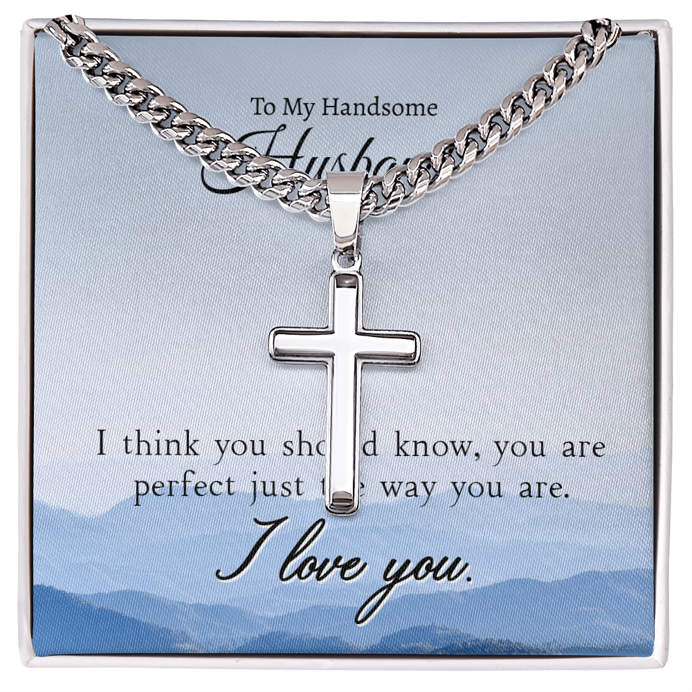 To My Handsome Husband - I Love You (Cross Necklace Set)
