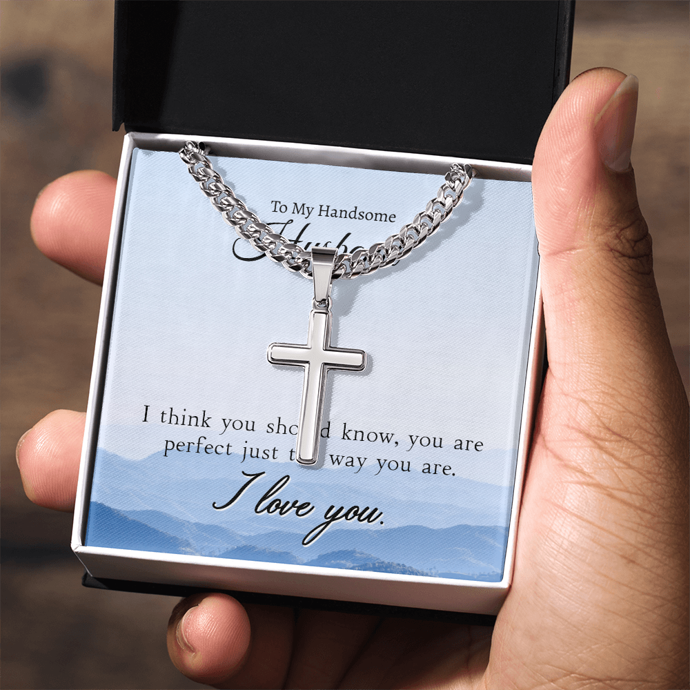 To My Handsome Husband - I Love You (Cross Necklace Set)