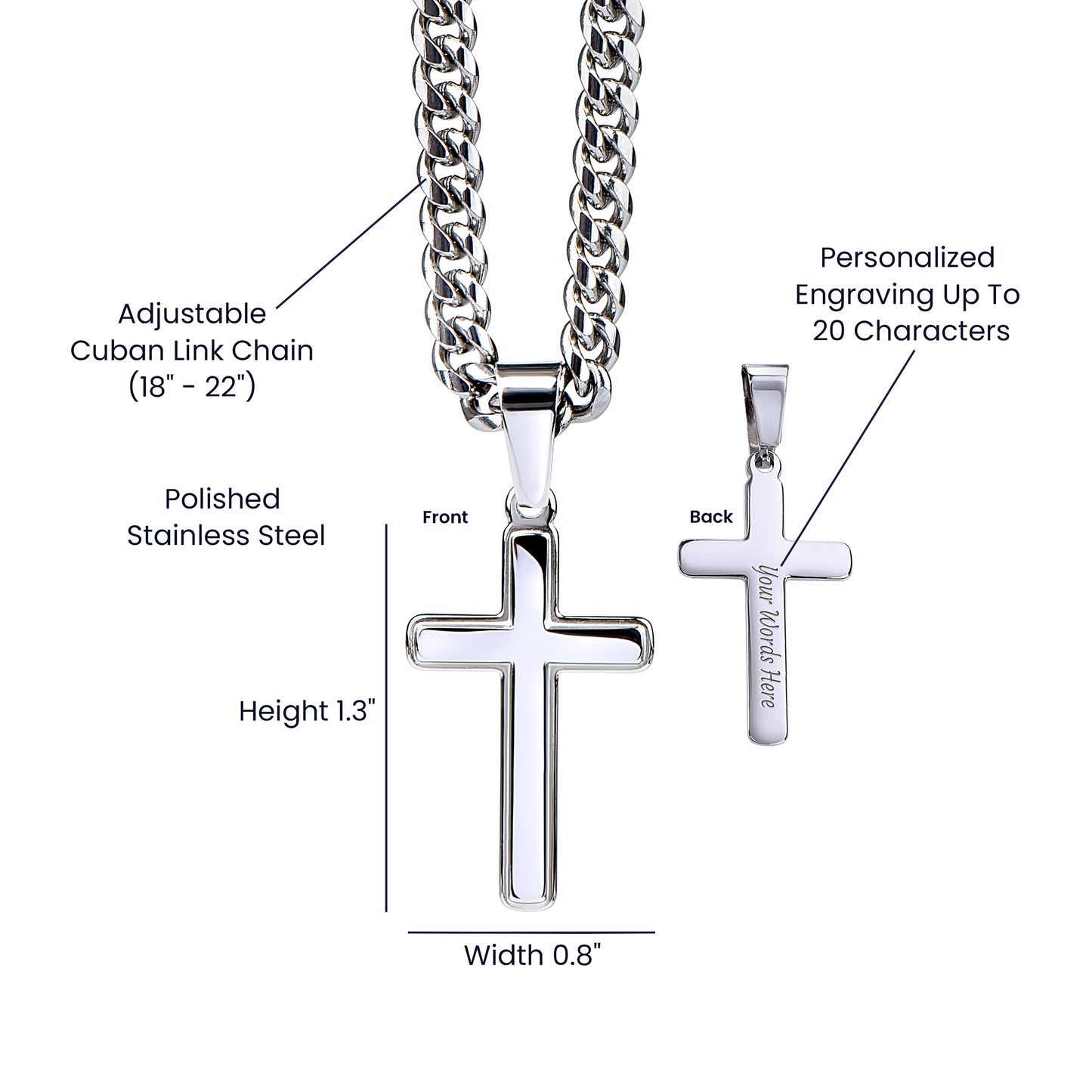 To My Handsome Husband - I Love You (Cross Necklace Set)