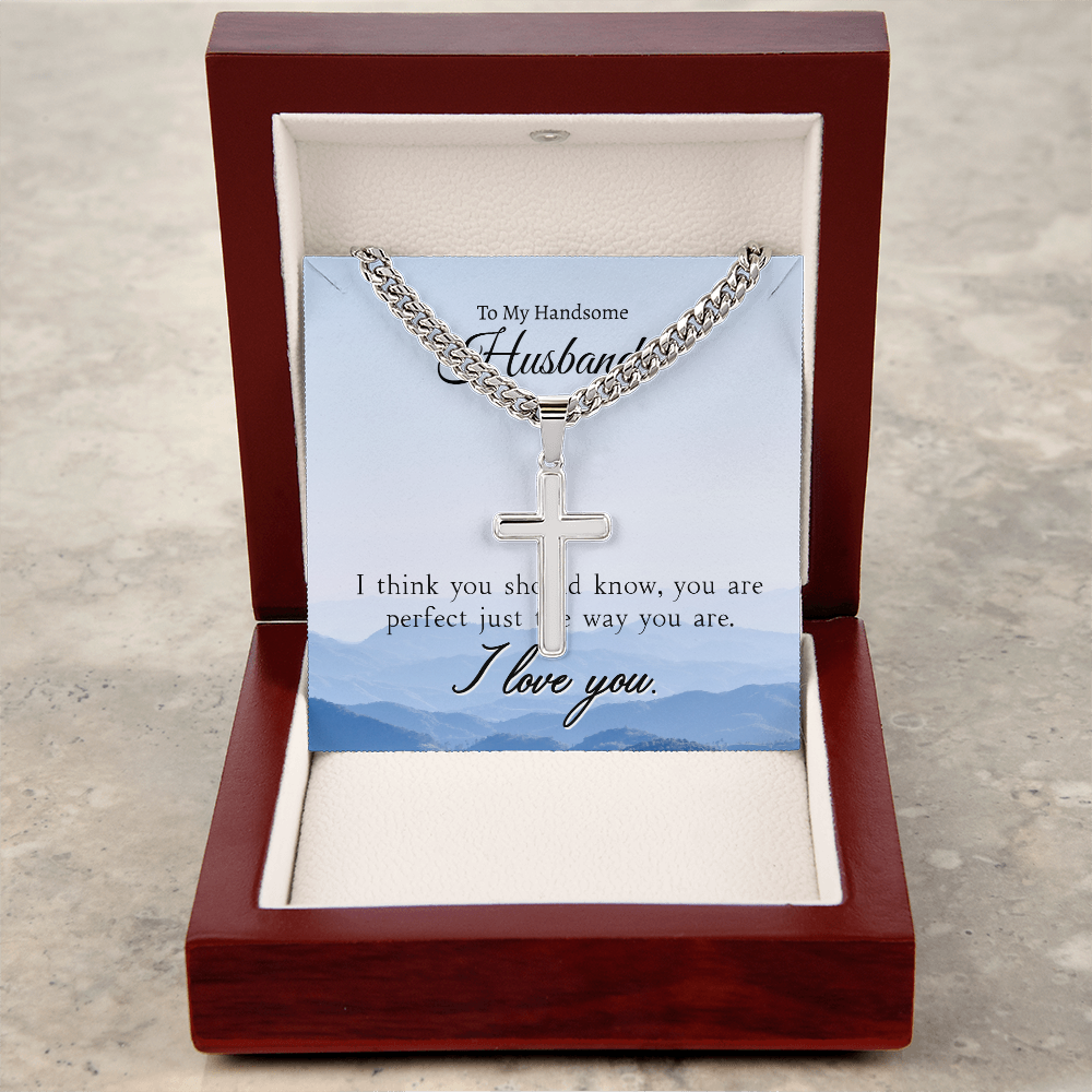 To My Handsome Husband - I Love You (Cross Necklace Set)