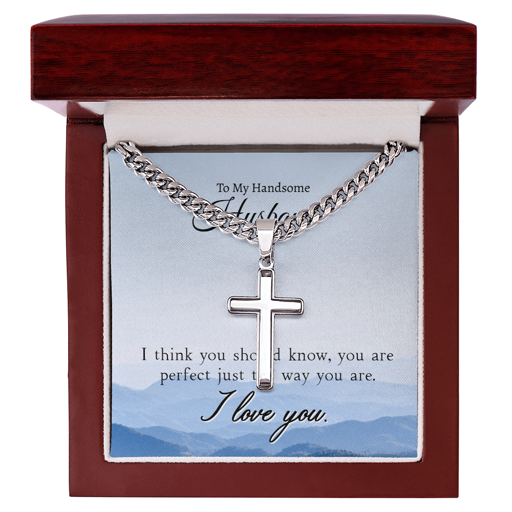 To My Handsome Husband - I Love You (Cross Necklace Set)