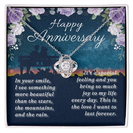Happy Anniversary - Love Knot Necklace (Sitting on the Bench)