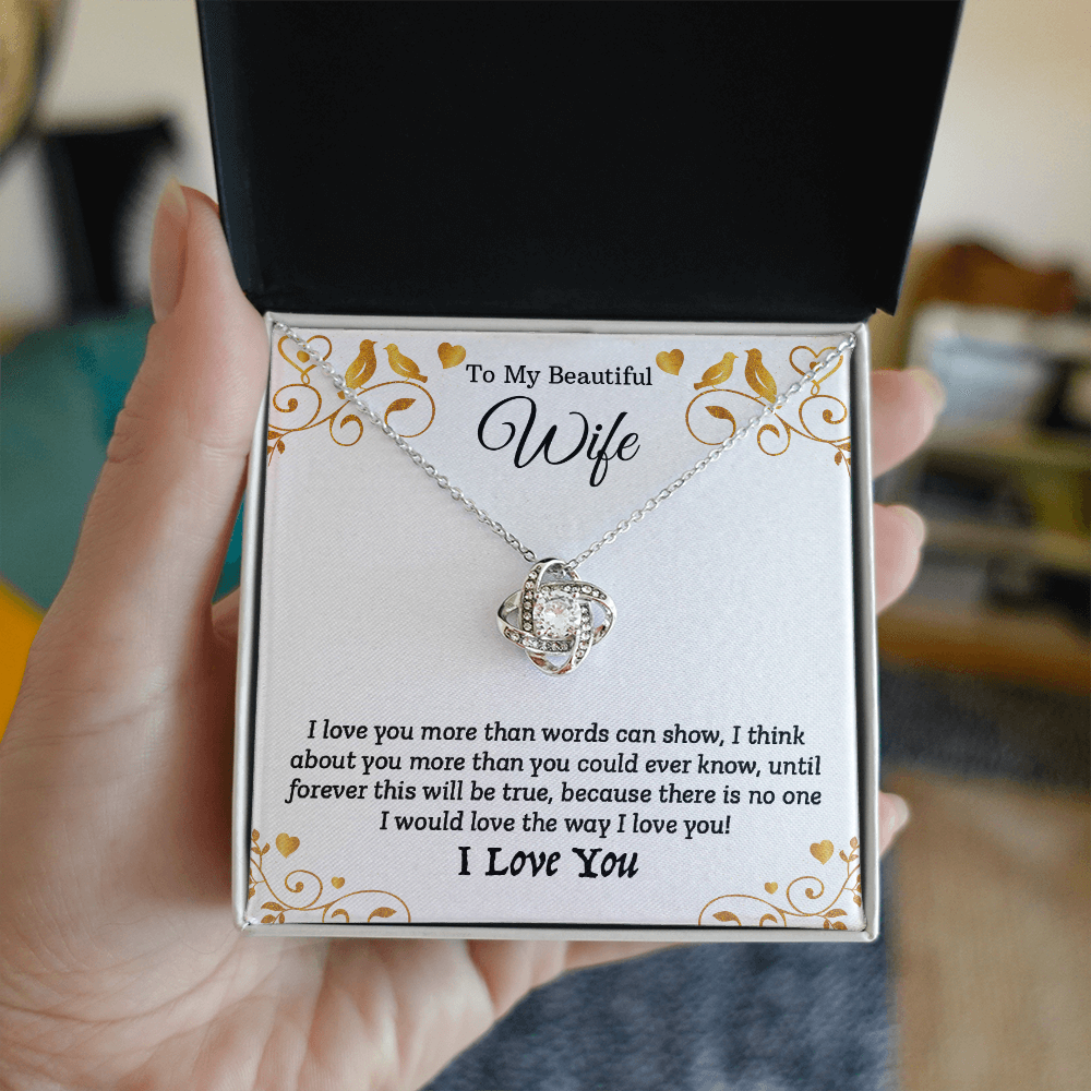 To My Beautiful Wife - I Love You (Love Knot Necklace Set)