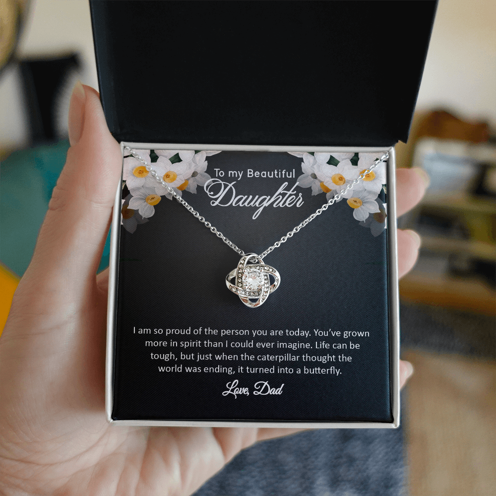 To My Beautiful Daughter - Love, Dad (Love Knot Necklace Set)