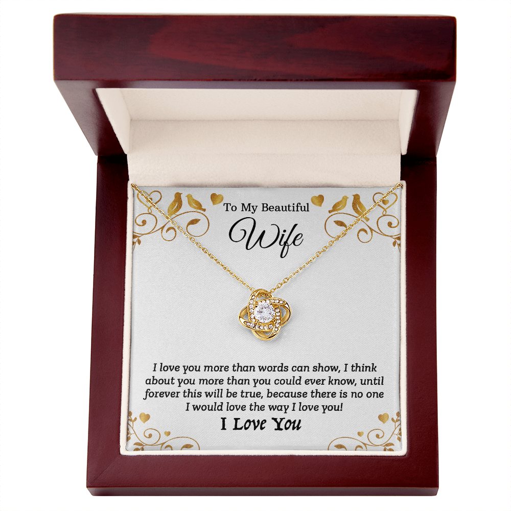 To My Beautiful Wife - I Love You (Love Knot Necklace Set)
