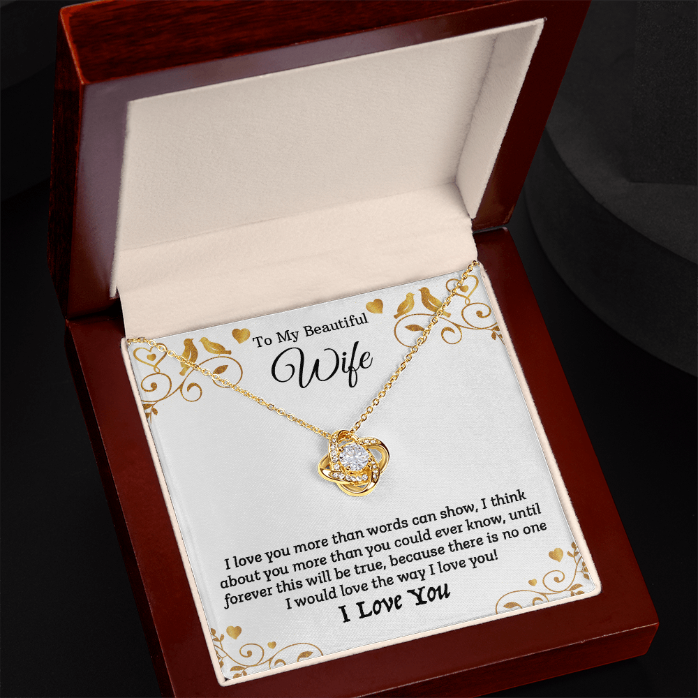 To My Beautiful Wife - I Love You (Love Knot Necklace Set)
