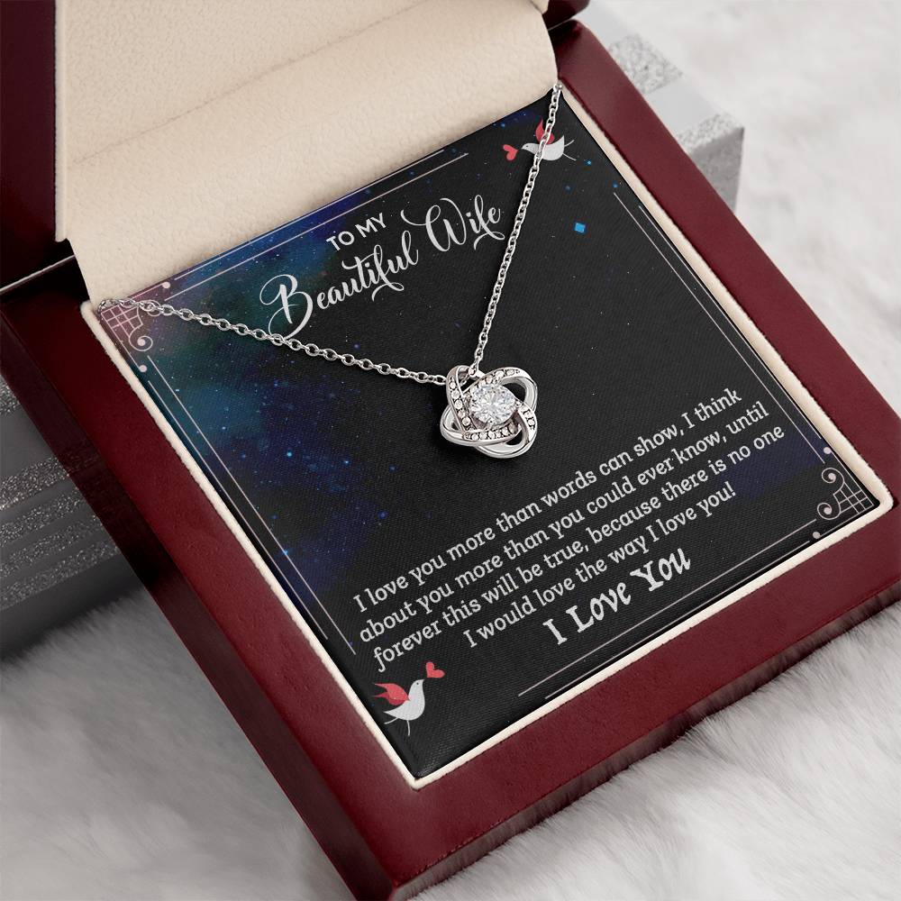 To My Beautiful Wife - I Love You (Love Knot Necklace Set)