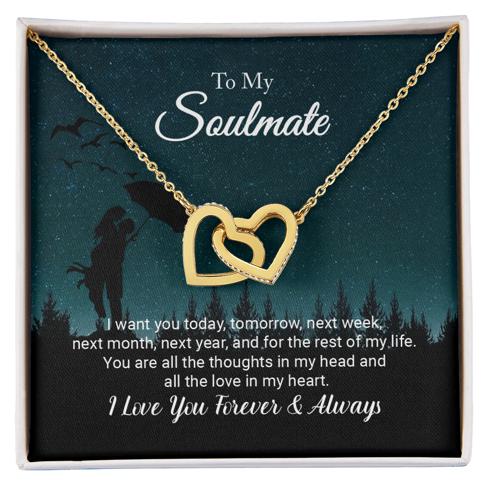 To My Soulmate - I Love You Forever; Interlocking Hearts Necklace Set (Love Under the Umbrella)