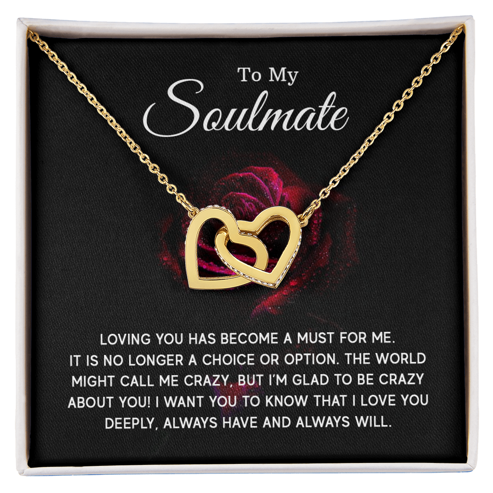 To My Soulmate - Interlocking Hearts Necklace Set (Red Rose)