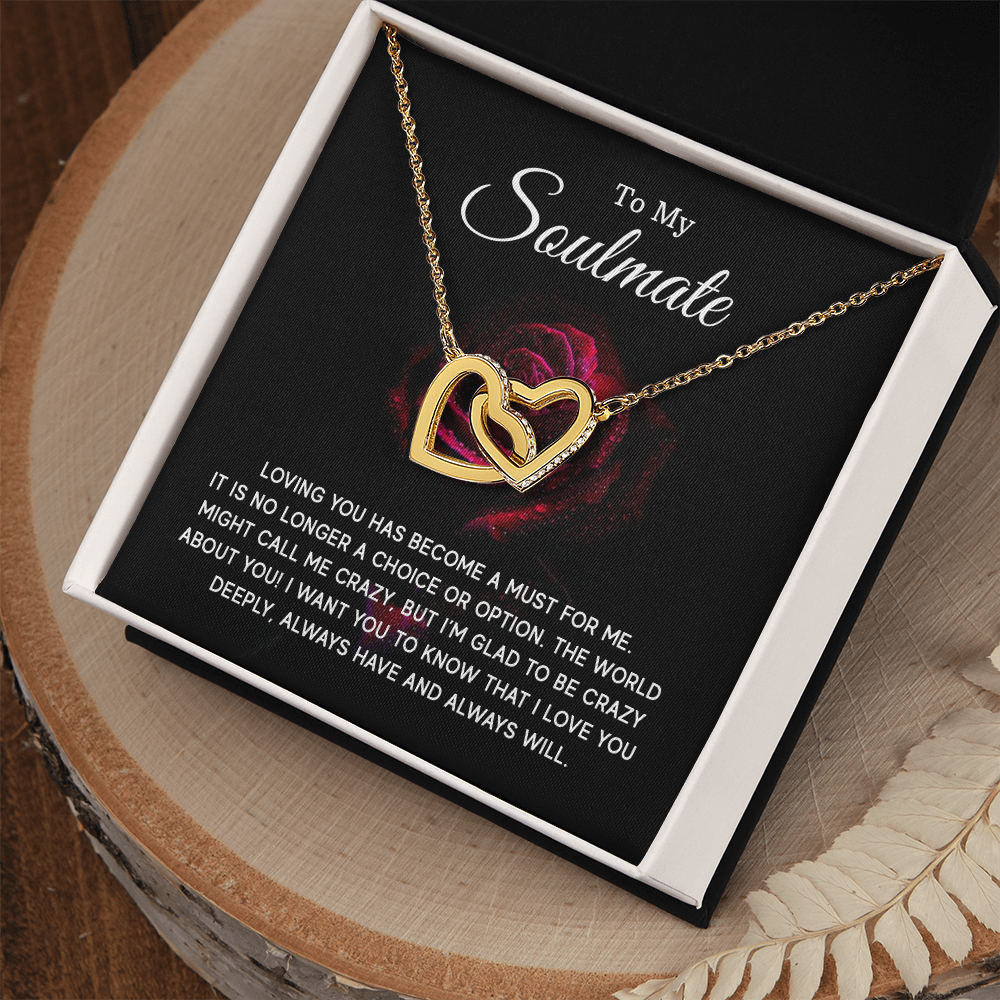 To My Soulmate - Interlocking Hearts Necklace Set (Red Rose)
