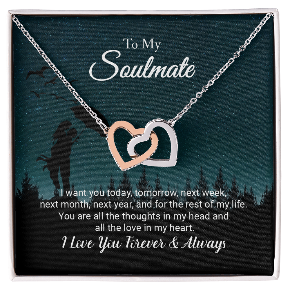 To My Soulmate - I Love You Forever; Interlocking Hearts Necklace Set (Love Under the Umbrella)