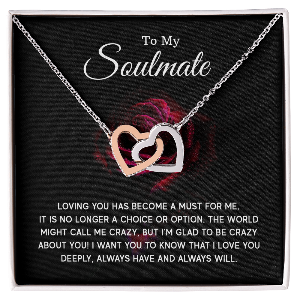To My Soulmate - Interlocking Hearts Necklace Set (Red Rose)