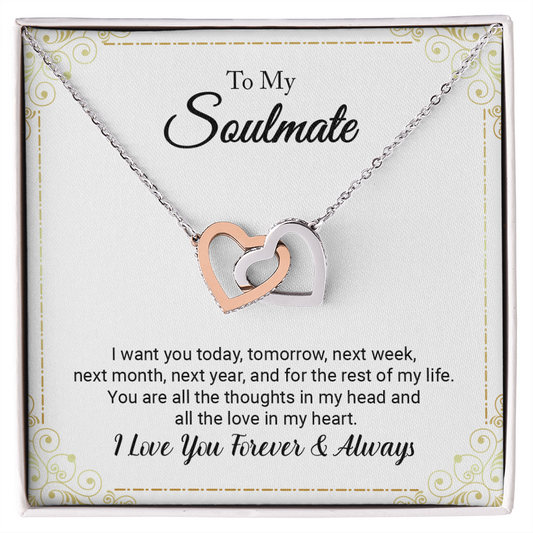 To My Soulmate - I Love You Forever (Interlocking Hearts Necklace Set)