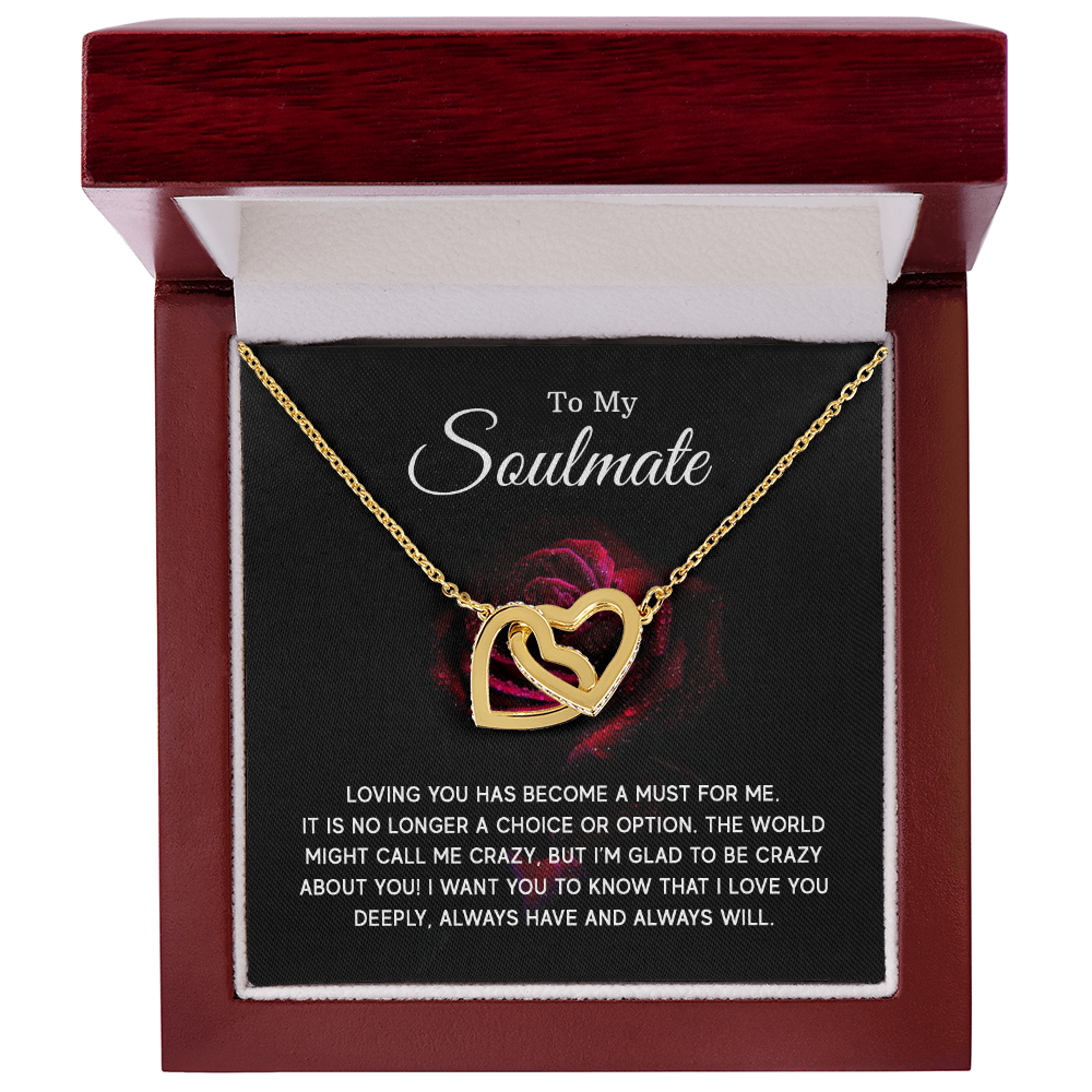 To My Soulmate - Interlocking Hearts Necklace Set (Red Rose)