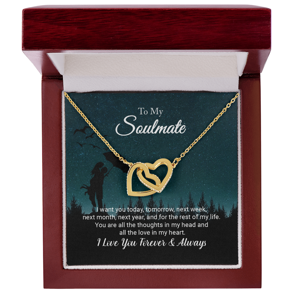 To My Soulmate - I Love You Forever; Interlocking Hearts Necklace Set (Love Under the Umbrella)