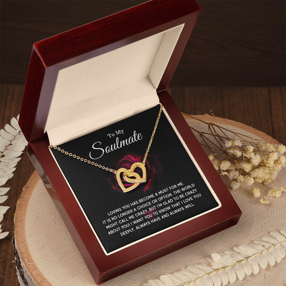 To My Soulmate - Interlocking Hearts Necklace Set (Red Rose)