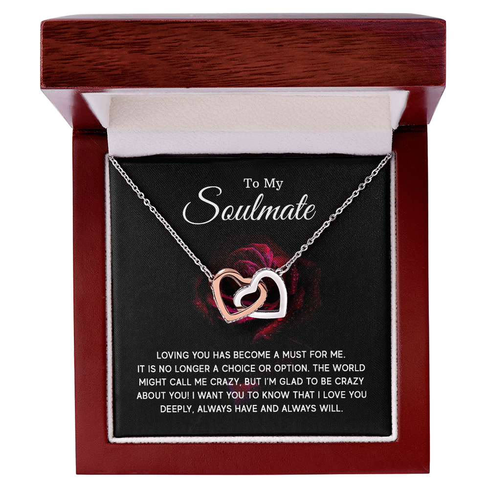 To My Soulmate - Interlocking Hearts Necklace Set (Red Rose)