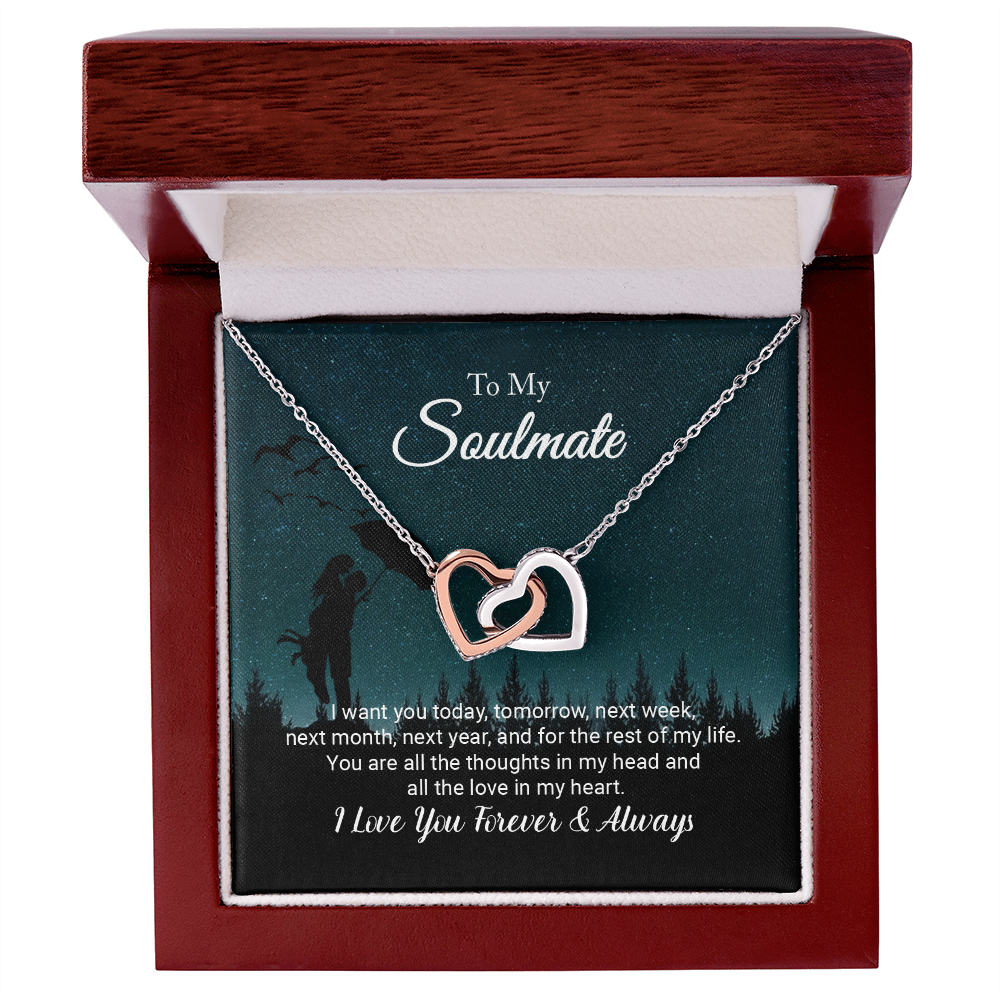 To My Soulmate - I Love You Forever; Interlocking Hearts Necklace Set (Love Under the Umbrella)